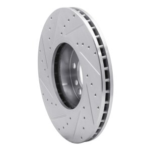 BMW X5 Brake Rotor (1) - Front Right - R1 Concepts - Drilled & Slotted - Silver - `00-`06